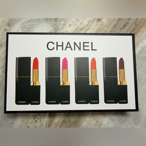 Chanel set of 4 lipsticks in a hard case. New in Box. GWP.